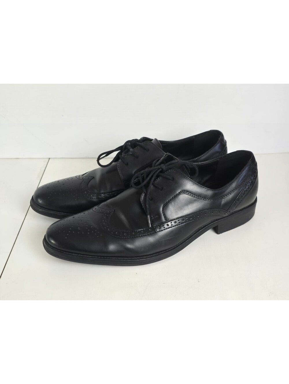 APT 9 Shoes Mens Size 13 M Wing Tip Oxfords Dress Black Vegan Leather Lace Up